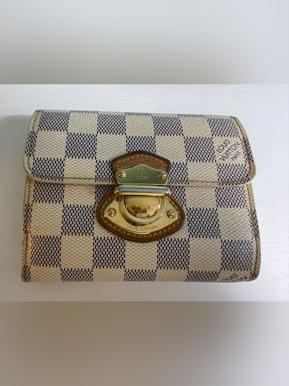 Authentic Louis Vuitton Damier Azur Joey Wallet - Bifold Compact Clutch